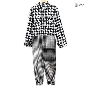adidas Black and White Houndstooth Jumpsuit